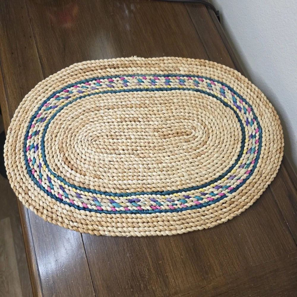 Set 4 VTG Braided Oval Placemats 11.5x17.5 Farmhouse Country Cottage Woven Boho